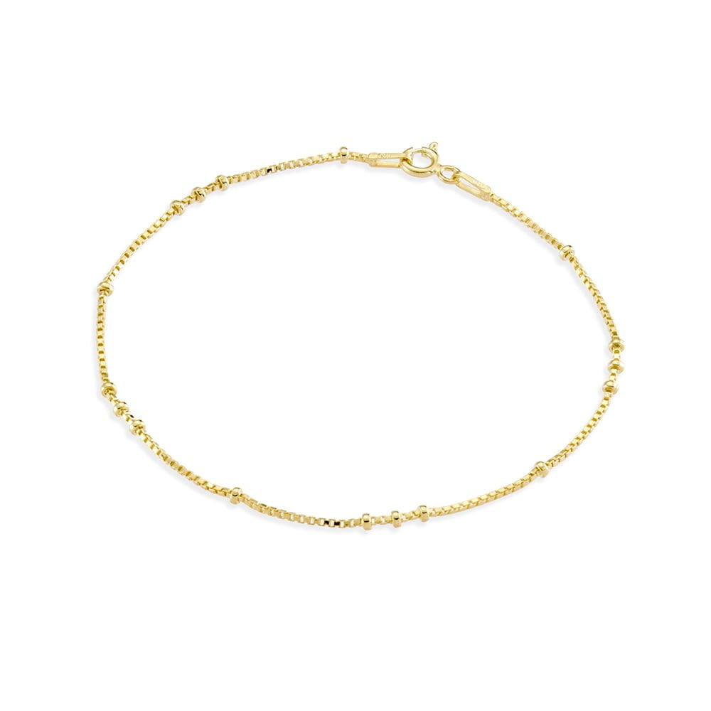 Gold Fine Venetian Chain Bracelet With Bead Details