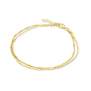 Fine Gold Fancy Link & Box Chain Bracelet