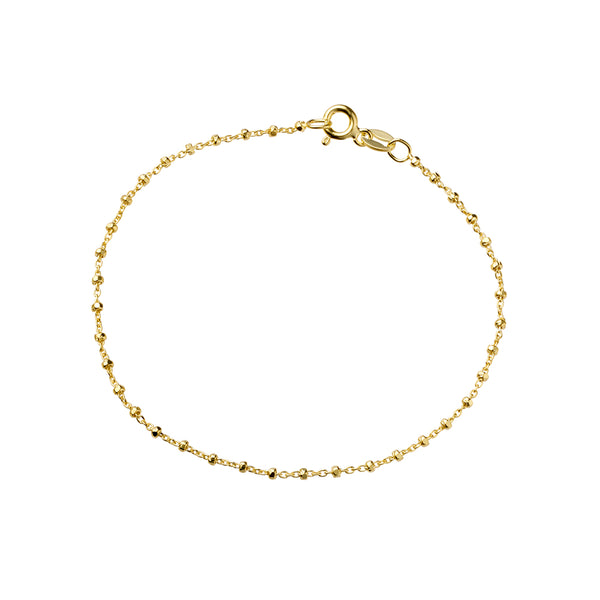 Gold Petite Chain Bracelet With Hammered Beads