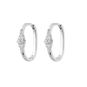 Cluster CZ Oval Huggie Earrings