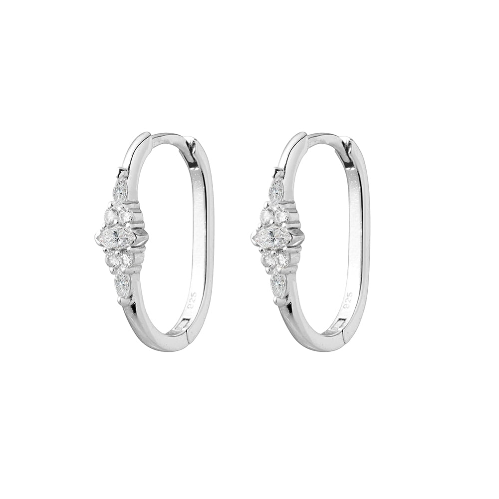 Cluster CZ Oval Huggie Earrings