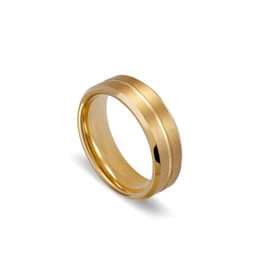 Tungsten Men’s Gold Ring With Shiny Gold Details