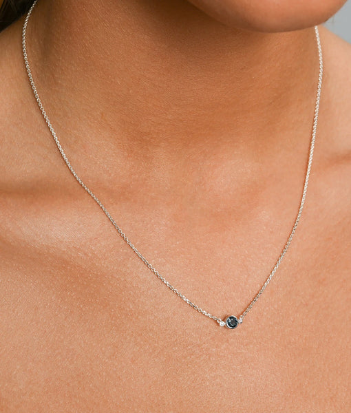 Round London Blue Topaz & Cz Necklace