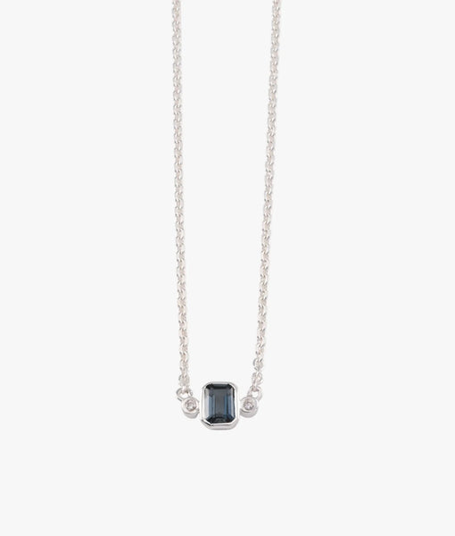 Emerald Cut London Blue Topaz Necklace