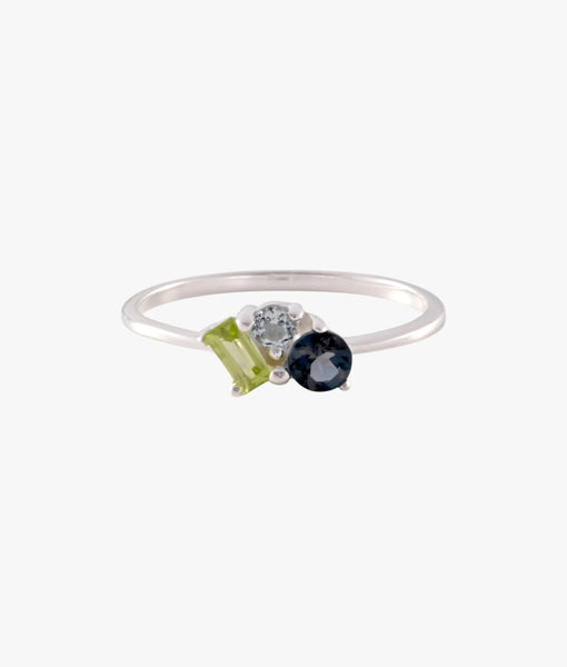 Gemstone Tripple Cluster Ring