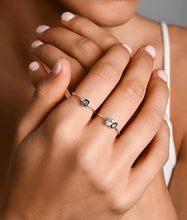 Load image into Gallery viewer, Petite Emerald Cut London Blue Topaz &amp; Cz Ring
