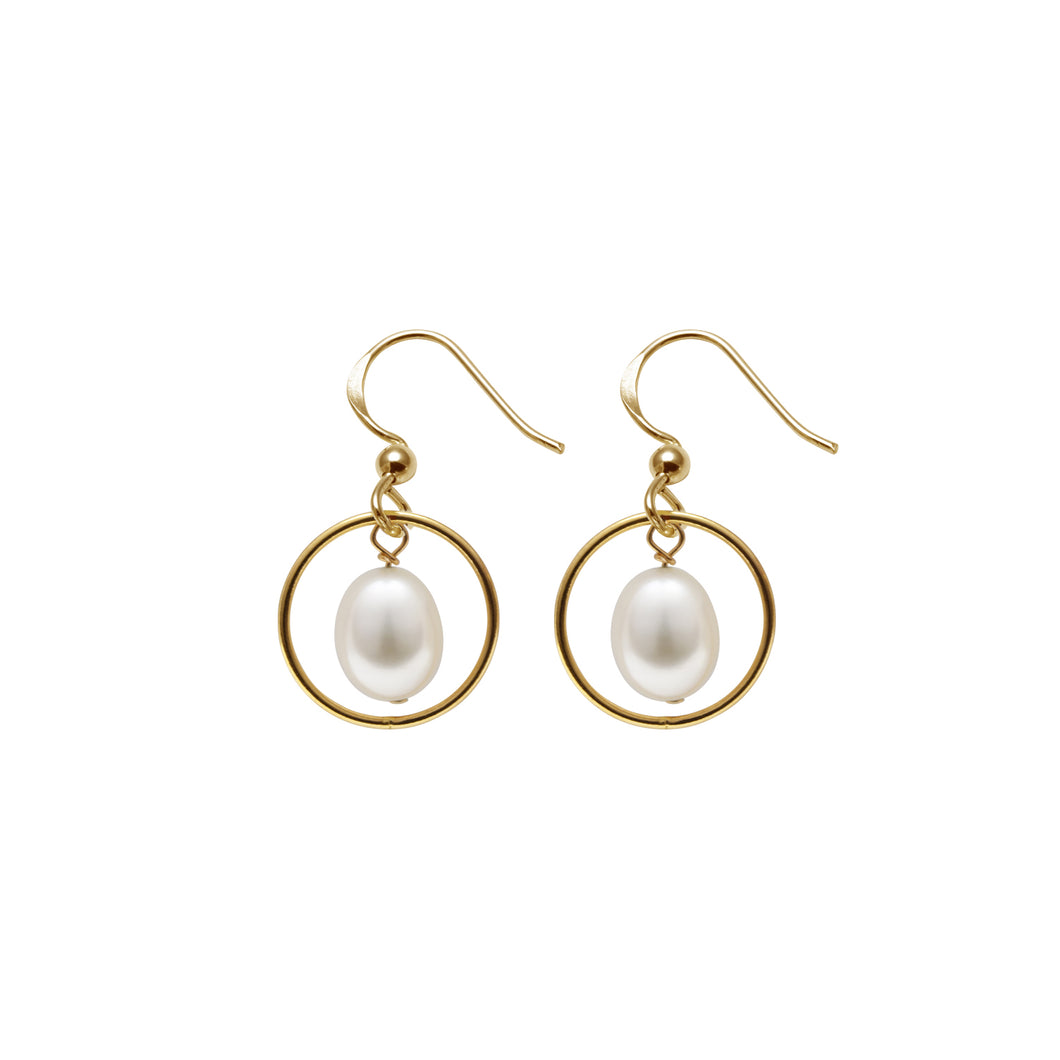 Halo Earrings With Oval Pearl.