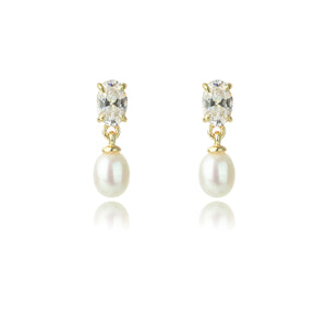 Gold Whitsundays Cz & Pearl Drop Earrings