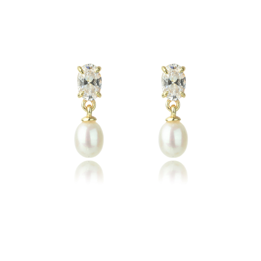 Gold Whitsundays Cz & Pearl Drop Earrings