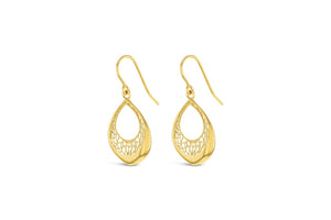 Gold Filigree Open Teardrop Earrings