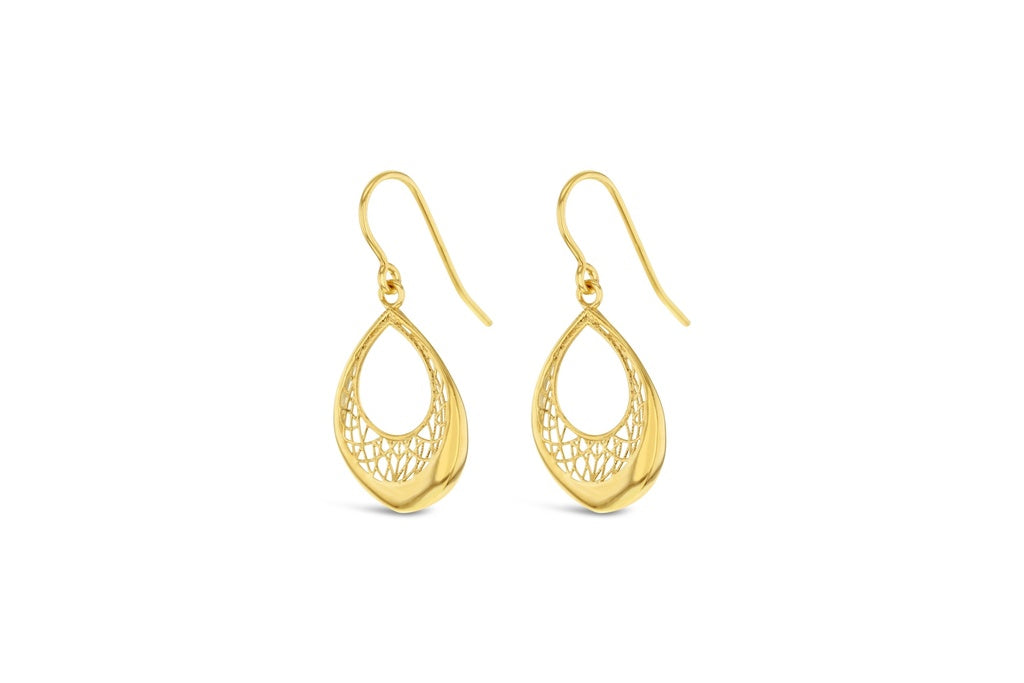 Gold Filigree Open Teardrop Earrings