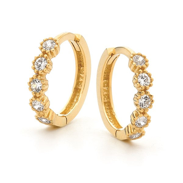 Gold Petite Fancy Cz Huggie earrings