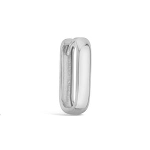 White Gold Paperclip Huggie Earrings