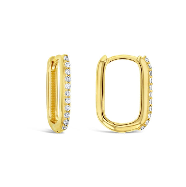 Gold Cz Paperclip Huggie Earrings