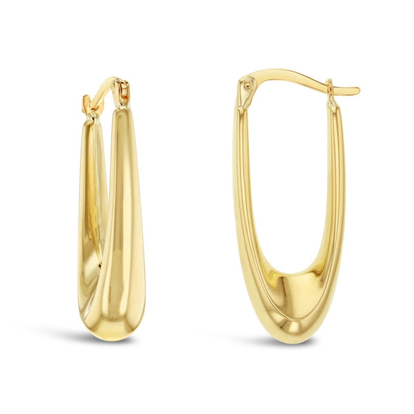 Gold Oblong Graduated Hoop Earrings