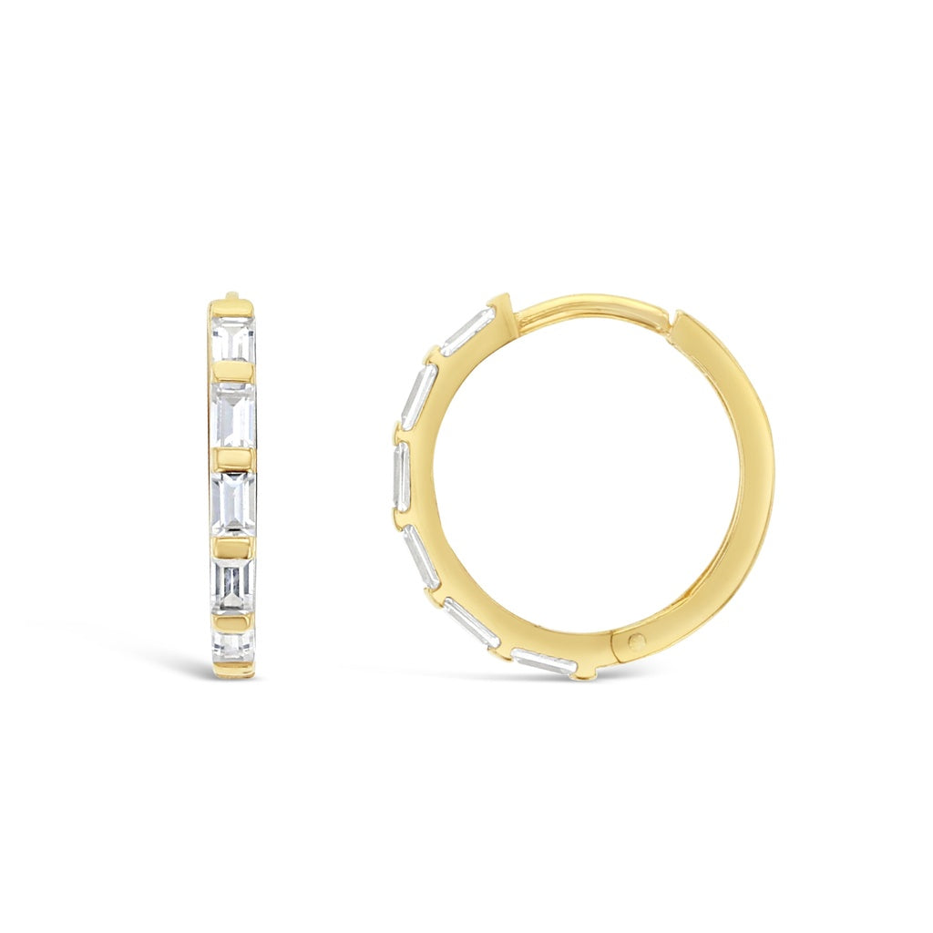 Small Cz Baguette Huggie Earrings