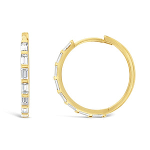 Cz Baguette Huggie Earrings