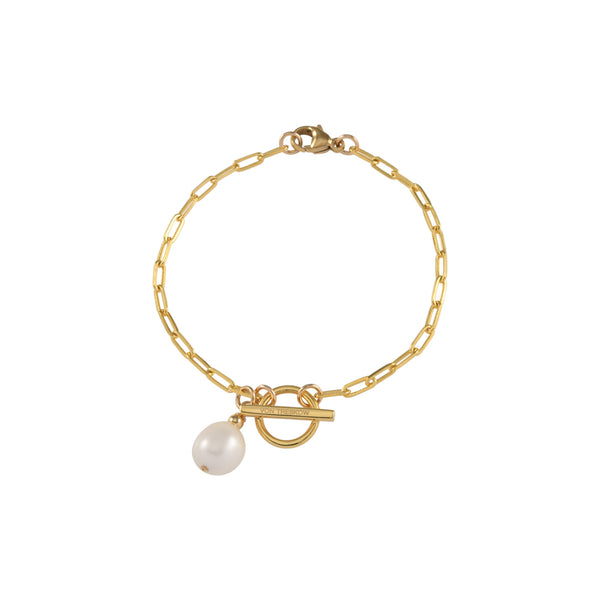 Von Treskow Toggle Paper Clip Bracelet With Pearl