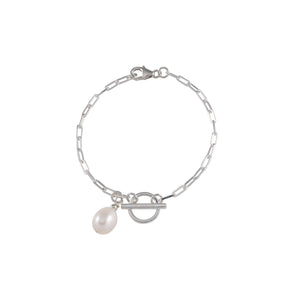 Von Treskow Toggle Paper Clip Bracelet With Pearl