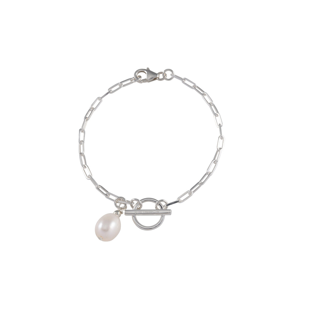 Von Treskow Toggle Paper Clip Bracelet With Pearl