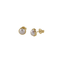 Load image into Gallery viewer, Cased Round Freshwater Pearl Studs.
