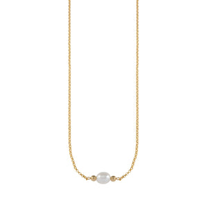 Belcher Necklace with Oval Pearl