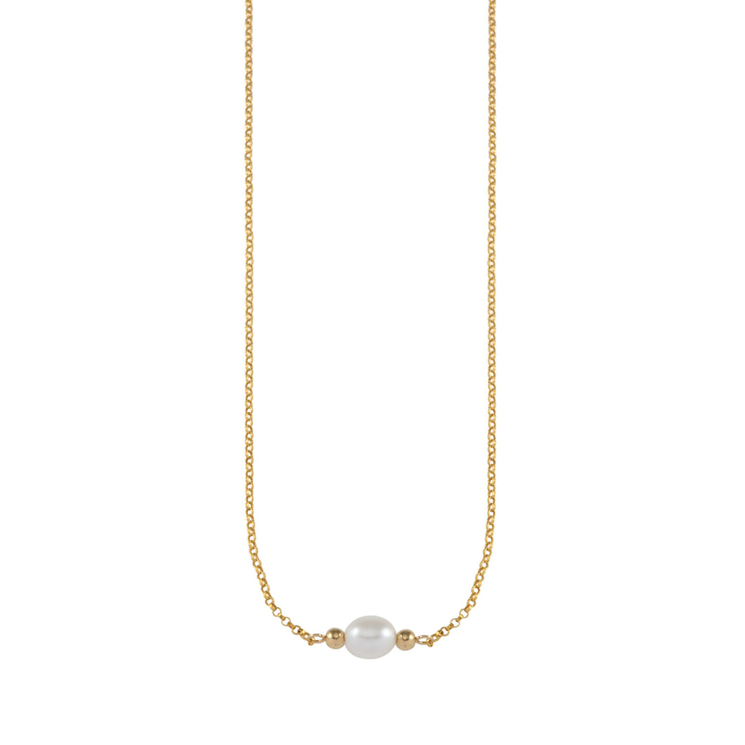 Belcher Necklace with Oval Pearl