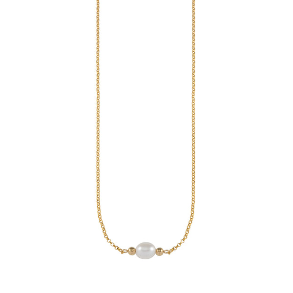 Belcher Necklace with Oval Pearl