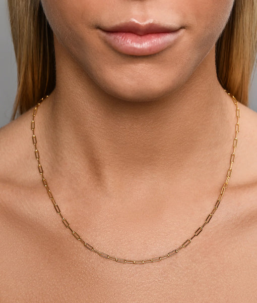 Gold Filled Fine Paperclip Necklace