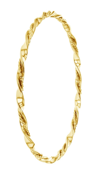 3.5mm Double Twist Round Silver Filled Gold Bangle