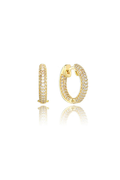 Gold Goddess Pave Huggie Earrings