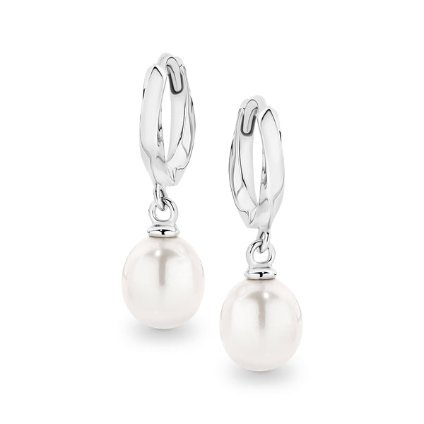 Iris Pearl Drop Huggies