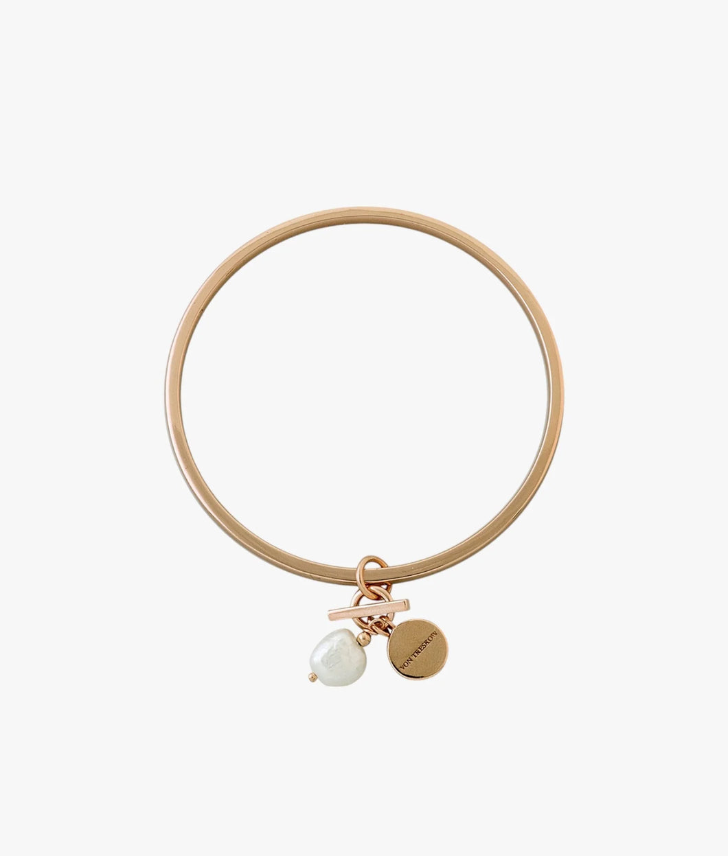 Flat Edged Bangle With Keshi Pearl & Von Treskow Toggle