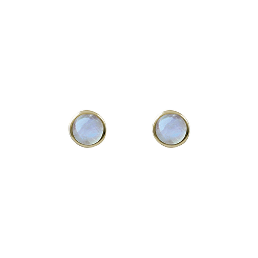 Round Moonstone Studs