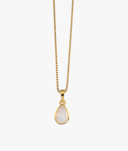 Gold Pear Moonstone Necklace