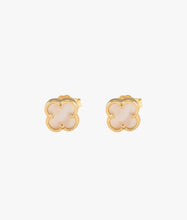 Load image into Gallery viewer, Gold Mother Of Pearl Petite Clover Earrings
