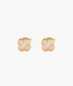 Gold Mother Of Pearl Petite Clover Earrings