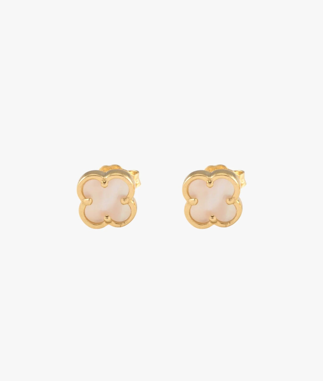 Gold Mother Of Pearl Petite Clover Earrings