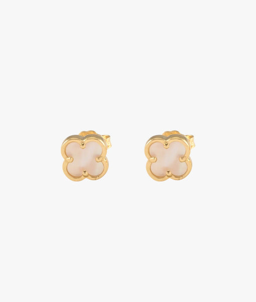 Gold Mother Of Pearl Petite Clover Earrings
