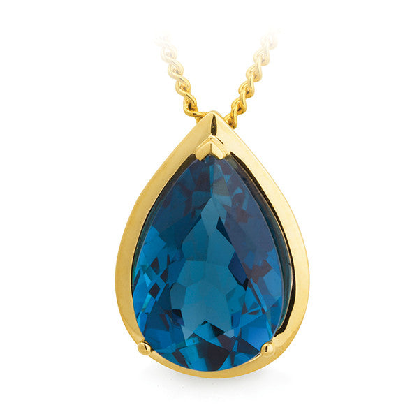 Bezel Set London Blue Topaz Drop Pendant