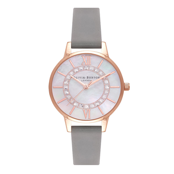 Wonderland Rose Gold & Gray Leather Strap Watch