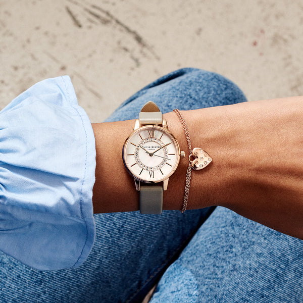 Wonderland Rose Gold & Gray Leather Strap Watch