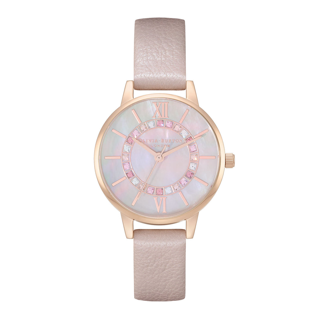 Wonderland Rose Gold & Pink Leather Strap Watch