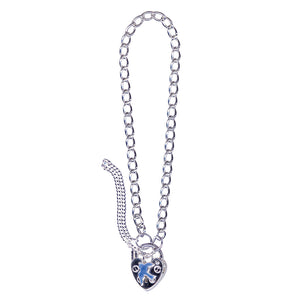 Baby Curb Bracelet With Blue Bird Heart Padlock