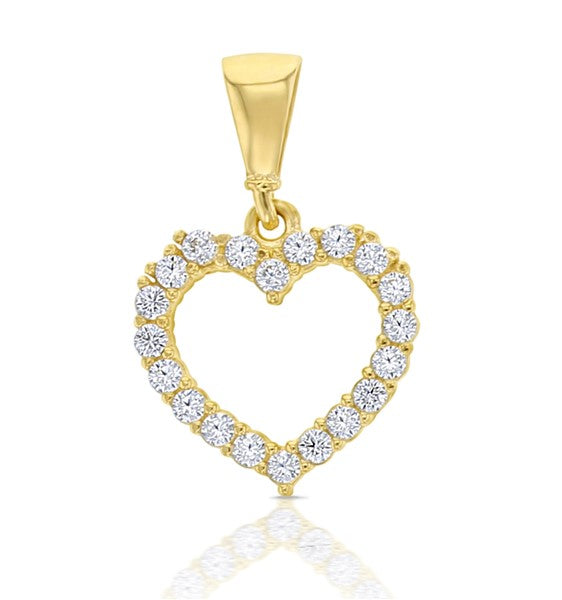 Gold Cz Open Heart Pendant