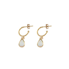 Load image into Gallery viewer, Hammered Hoops With Pear Czelline opal
