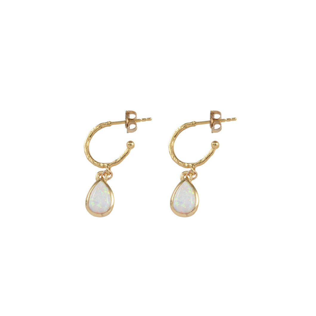 Hammered Hoops With Pear Czelline opal