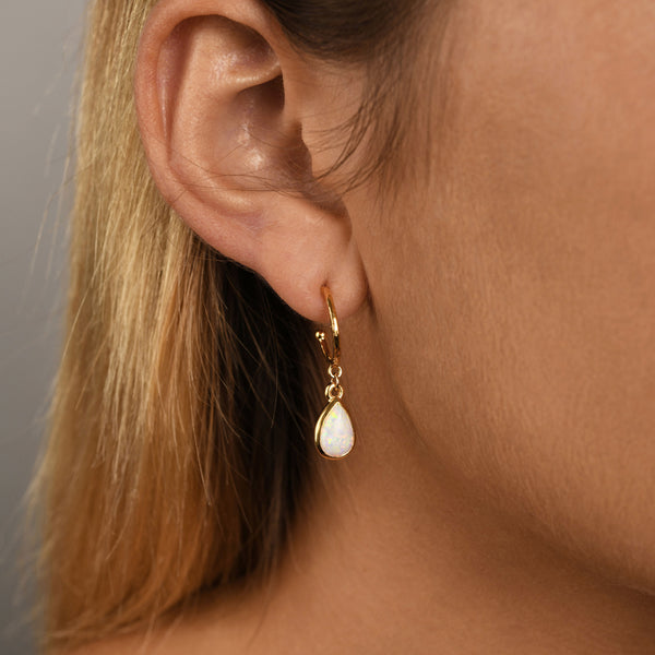 Hammered Hoops With Pear Czelline opal