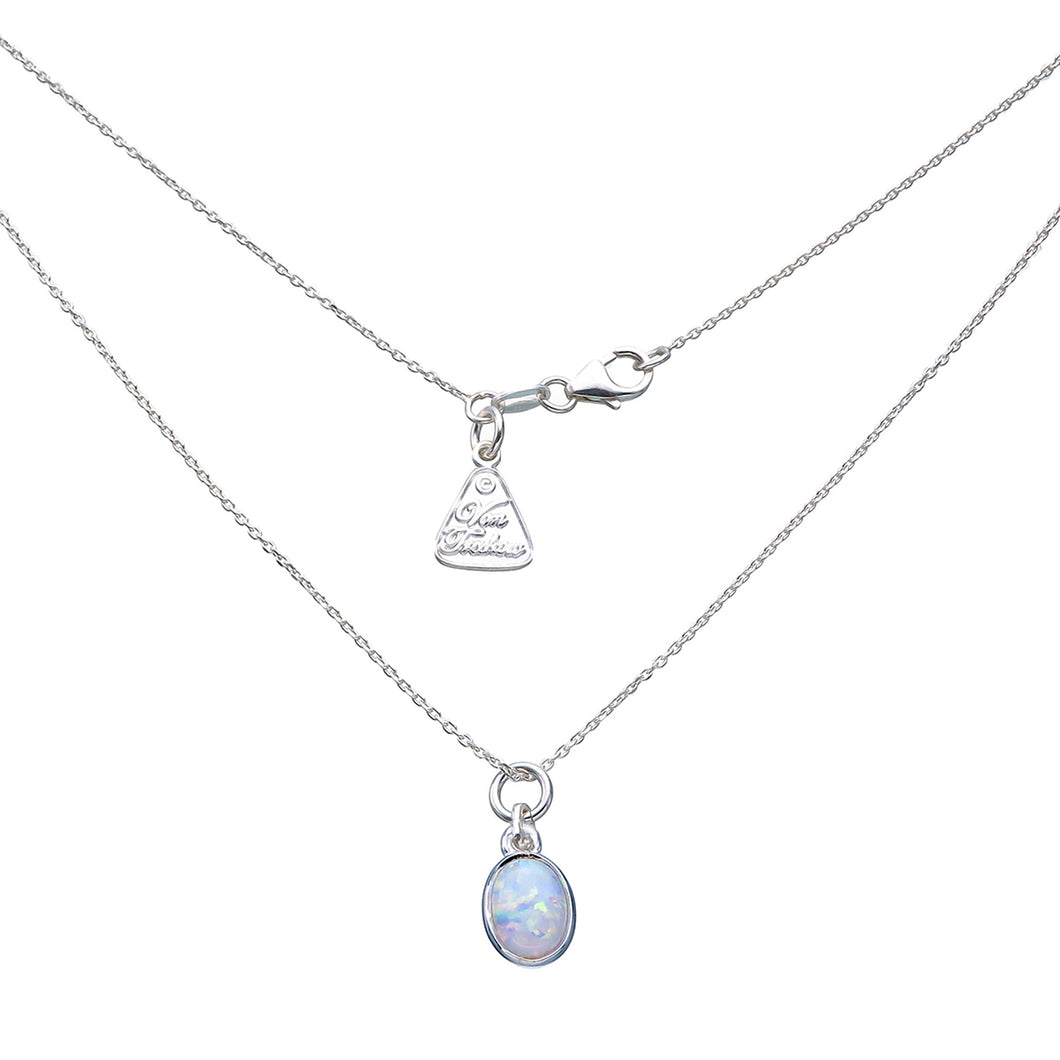 Oval White Opal Necklace