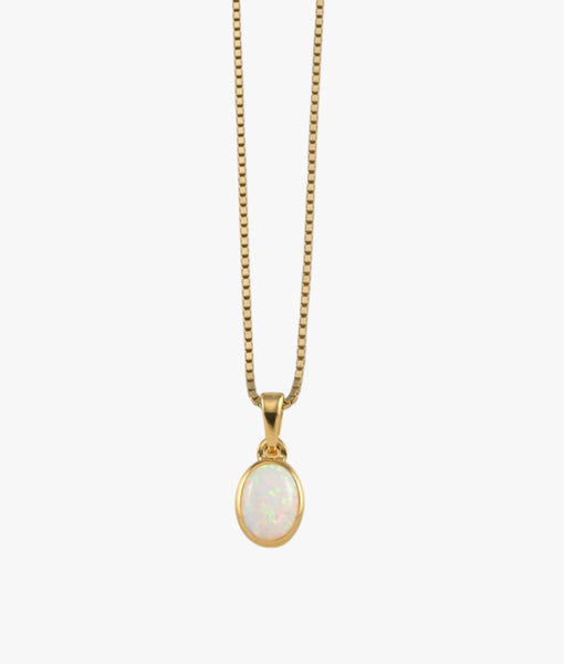 White Oval Czelline Opal Necklace